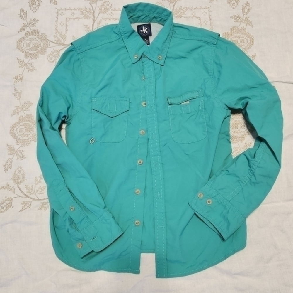 J Khaki Boys Fishing Boating Outdoor‎ Vented Medium Button Down Long Sleeve Top